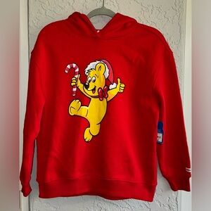 HARIBO Unisex Red Hoodie with Bear and Candy Cane Design- Size L14 (NWT)